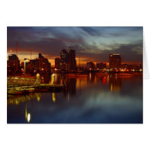 San Diego Docks Night Greeting Card