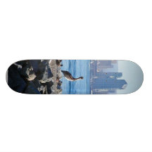 San Diego Pelicans Birds City Skyline Water Skateboard Deck