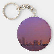 San Diego Skyline On A Foggy Morning Keychain