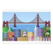San Francisco City Skyline Drawing Invitation