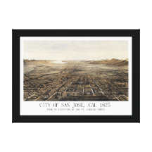 San Jose, CA Panoramic Map DIGITALLY REMASTERED Gallery Wrapped Canvas