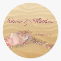 Sand Beach Seashell Beach Wedding Favour Labels stickers