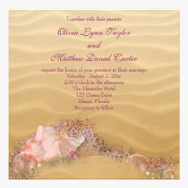 Sand Beach Seashells Beach Wedding invitations