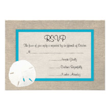 Sand Dollar Beach Wedding RSVP card Malibu