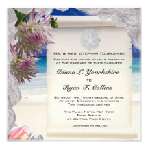 Sand Dollar & Lace Tropical Invitation
