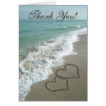 Sand Hearts on Beach Thank You Note Greeting Cards