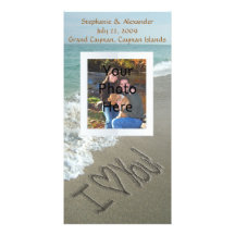 Sand Writing on the Beach, I Love You Personalized Photo Card