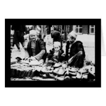 Sandal Selling in Albania 1923 Greeting Cards