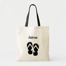 Sandals flip flop summer black custom tote bag