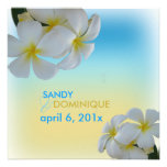 Sandybeach, plumerias destination wedding custom announcement