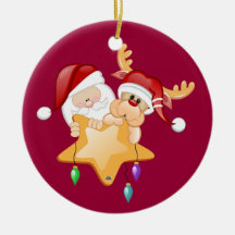 Santa and Rudy Star Ornament