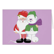 Santa and Snowman Greeting Card