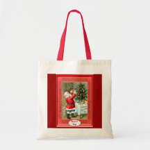 Santa and the Christmas tree Tote Bags