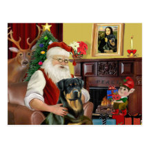 Santa At Home - Rottweiler 3 Postcards