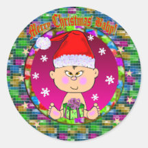 Santa Baby Asian Round Sticker