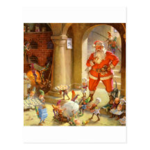 Santa Checks In With His Cookie Baking Elves Postcards