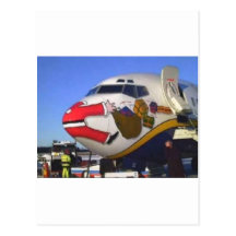 SANTA CLAUS AIRLINER MID-AIR POST CARD