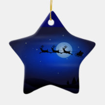 Santa Claus and Reindeer at Night Ornament