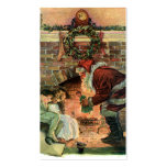 Santa Claus and Sleeping Children by the Fireplace Business Card Templates
