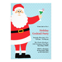 Santa Claus Christmas Cocktail Party Invitation