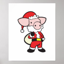 santa claus christmas pig poster