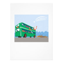 Santa Claus Double Decker Bus Personalised Invitation