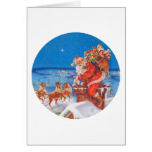 Santa Claus Goes Down the Chimney Card