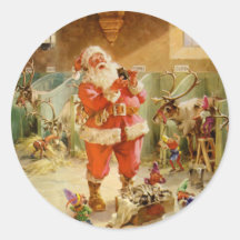 Santa Claus in the North Pole Reindeer Stables Stickers