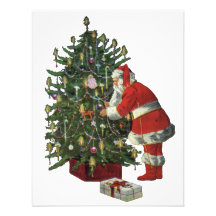 Santa Claus Lighting Candles on the Christmas Tree Custom Invite