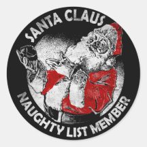 Santa Claus Naughty List Member Round Sticker