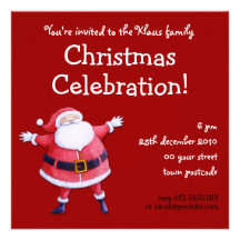 Santa Claus red Christmas Party Invitation