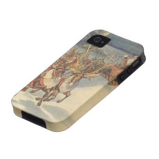 Santa Claus Reindeer Delivering Toys Christmas Eve Case-Mate iPhone 4 Cases
