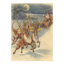 Santa Claus Reindeer Delivering Toys Christmas Eve Invite