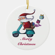 Santa Claus Scooterist Christmas Tree Ornaments
