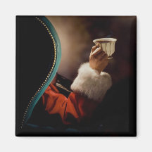 Santa Claus taking a break on Christmas Eve Fridge Magnet