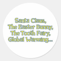 Santa Claus, The Easter Bunny, The Tooth Fairy, Gl Round Sticker