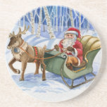 Santa Claus Watercolor Stone Coaster
