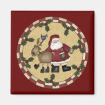 Santa Clause and Reindeer Christmas Magnet