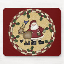 Santa Clause and Reindeer Christmas Mousepad