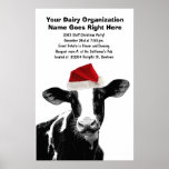 Santa Cow - Dairy Cow wearing Santa Hat Posters