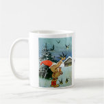 Santa feeding birds by hand in Christmas snow mug