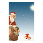 Santa going down the Chimney Vintage design Stationery