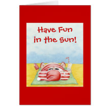 Santa in the Sand Red Card