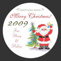 Santa Merry Christmas Personalised Wine Labels stickers
