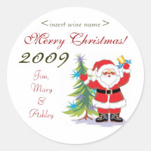 Santa Merry Christmas Personalised Wine Labels Sticker