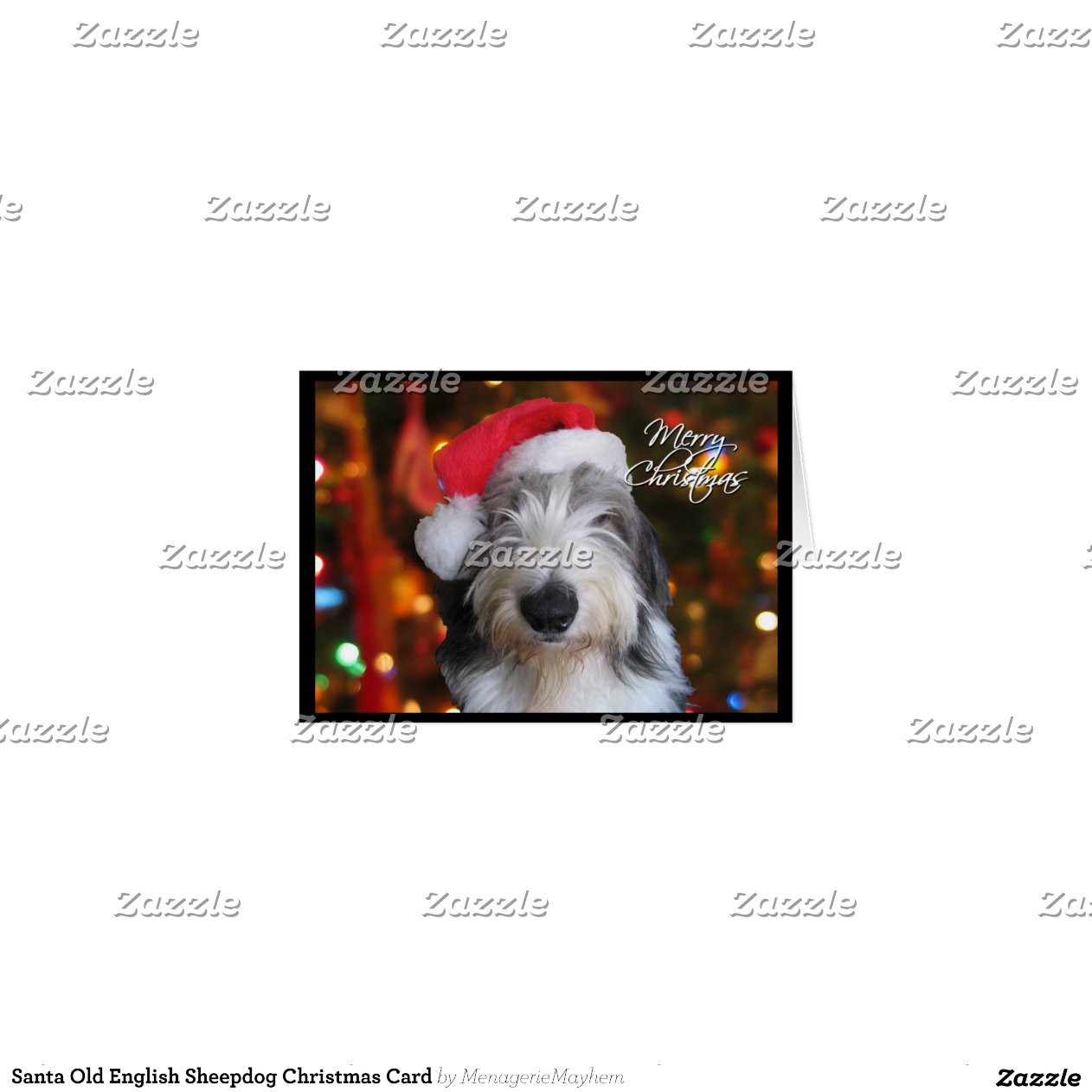 santa old english sheepdog christmas card zazzle old english sheepdog christmas cards