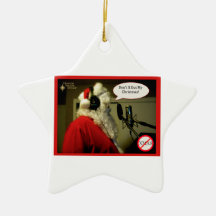 Santa on mic star ornament