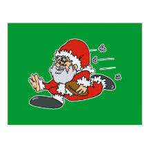 Santa playing football postcards