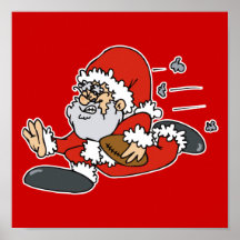 Santa playing football poster
