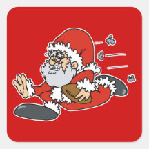 Santa playing football square sticker